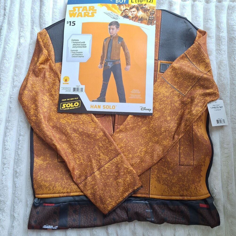 New Disney Star Wars Han Solo Jumpsuit Halloween Costume Boys Size Large 10-12